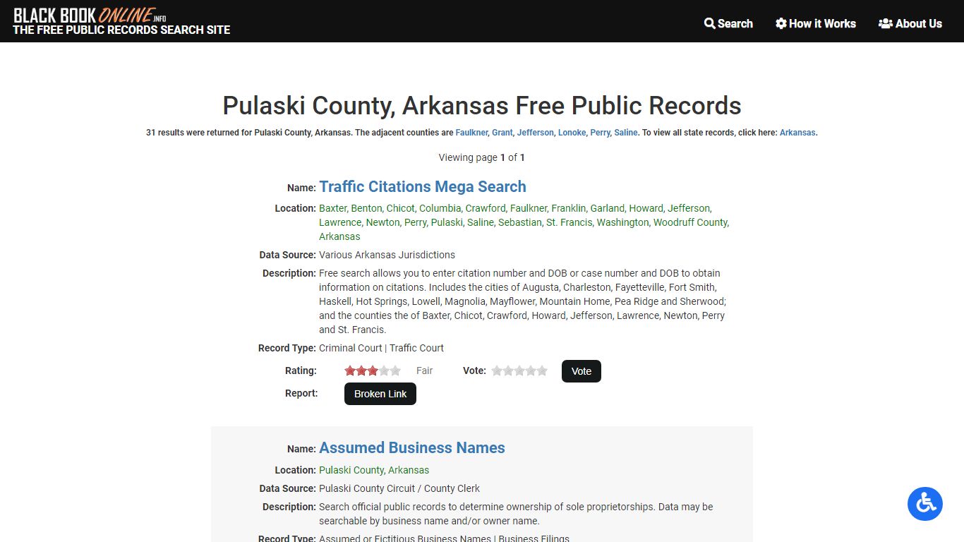 Pulaski County, AR Free Public Records - Black Book Online