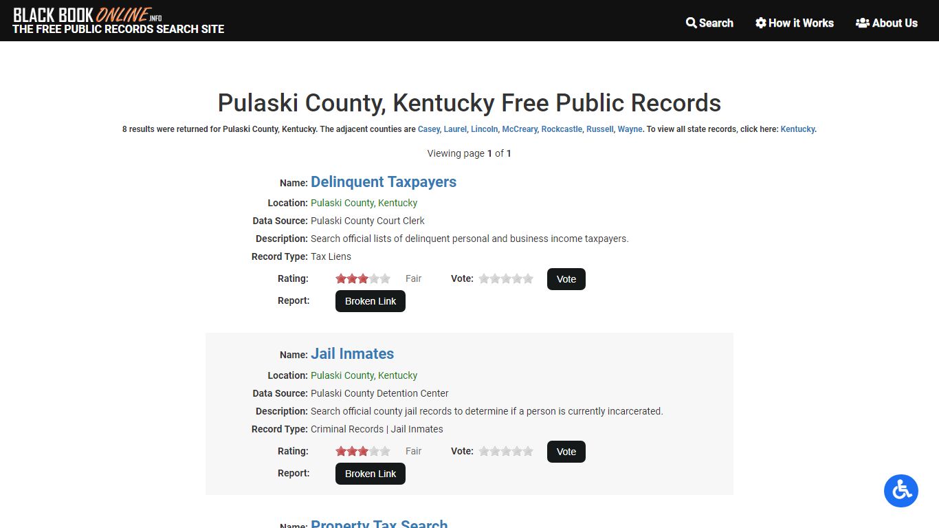 Pulaski County, KY Free Public Records - Black Book Online