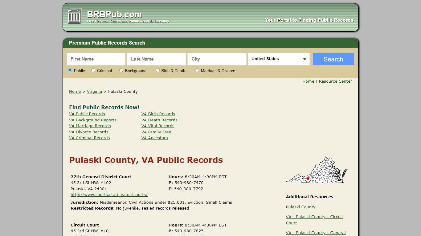 Pulaski County Public Records | Search Virginia Government ...